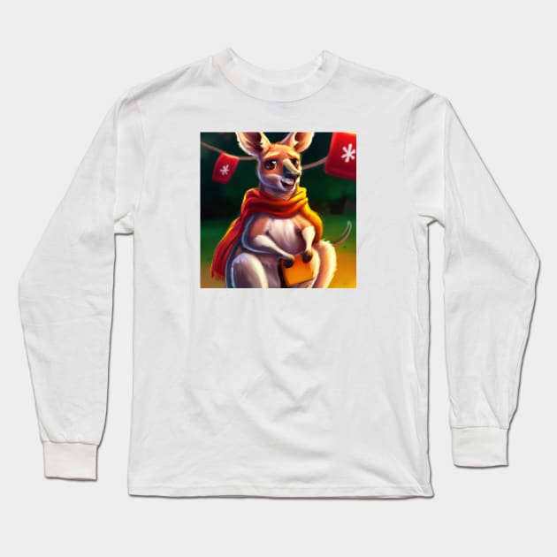 Cute Kangaroo Drawing Long Sleeve T-Shirt by Play Zoo